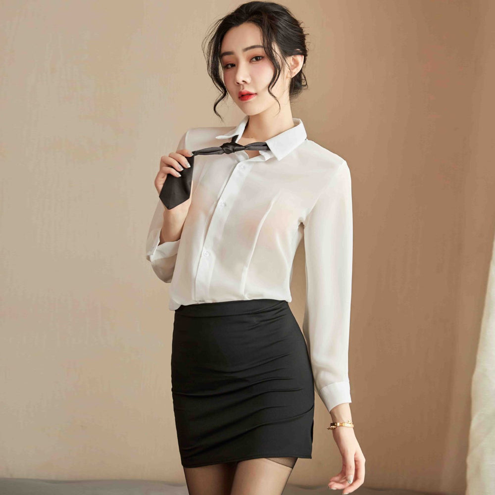 White Shirt Black Mini Skirt