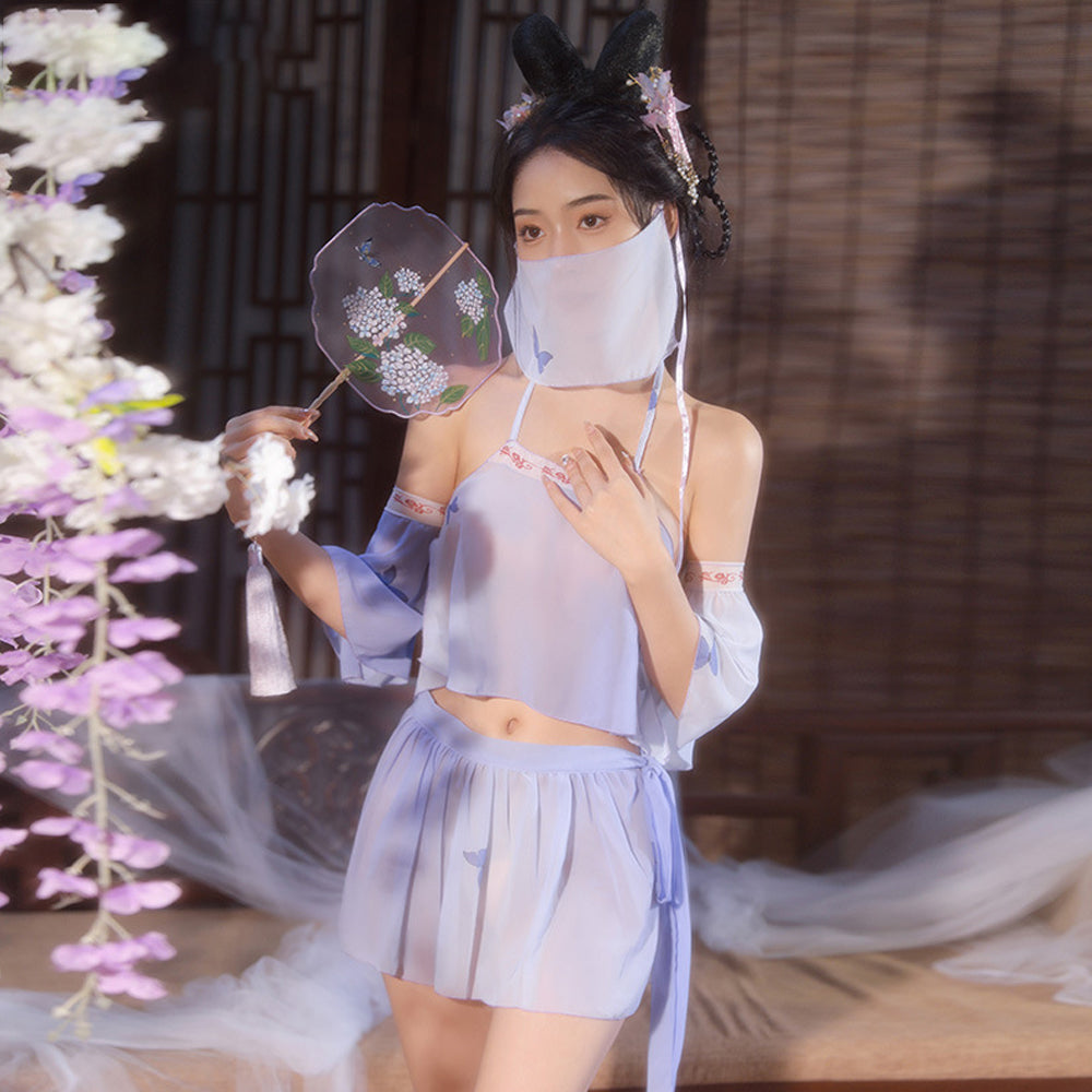 Purple Chinese Elf Costume Chiffon Crop