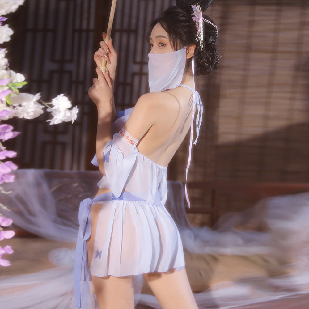 Purple Chinese Elf Costume Chiffon Crop