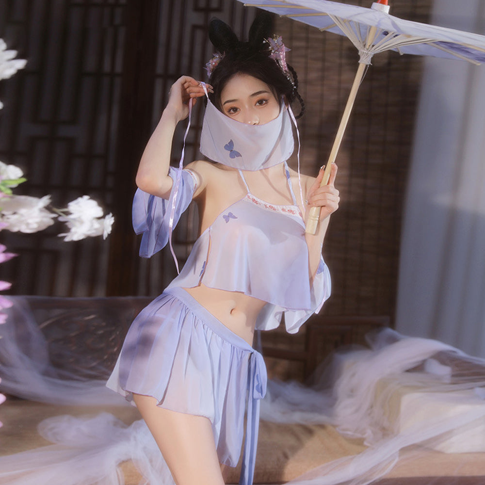 Purple Chinese Elf Costume Chiffon Crop