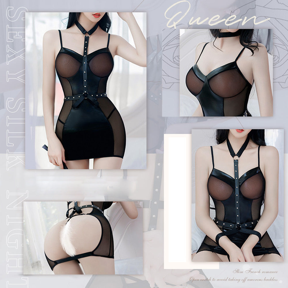 Exotic Lingerie Set: Sensual Bodycon Dress with Mesh Back