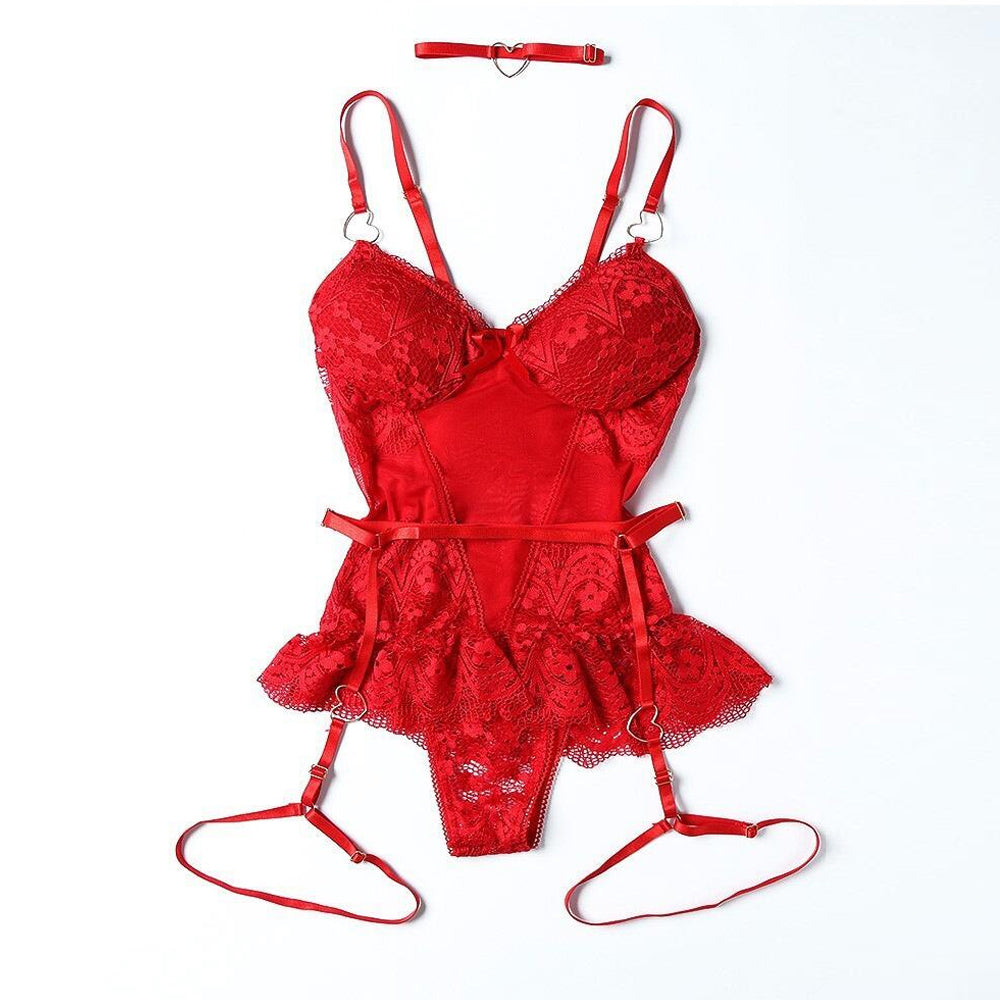 Lace Bodysuit with Garter