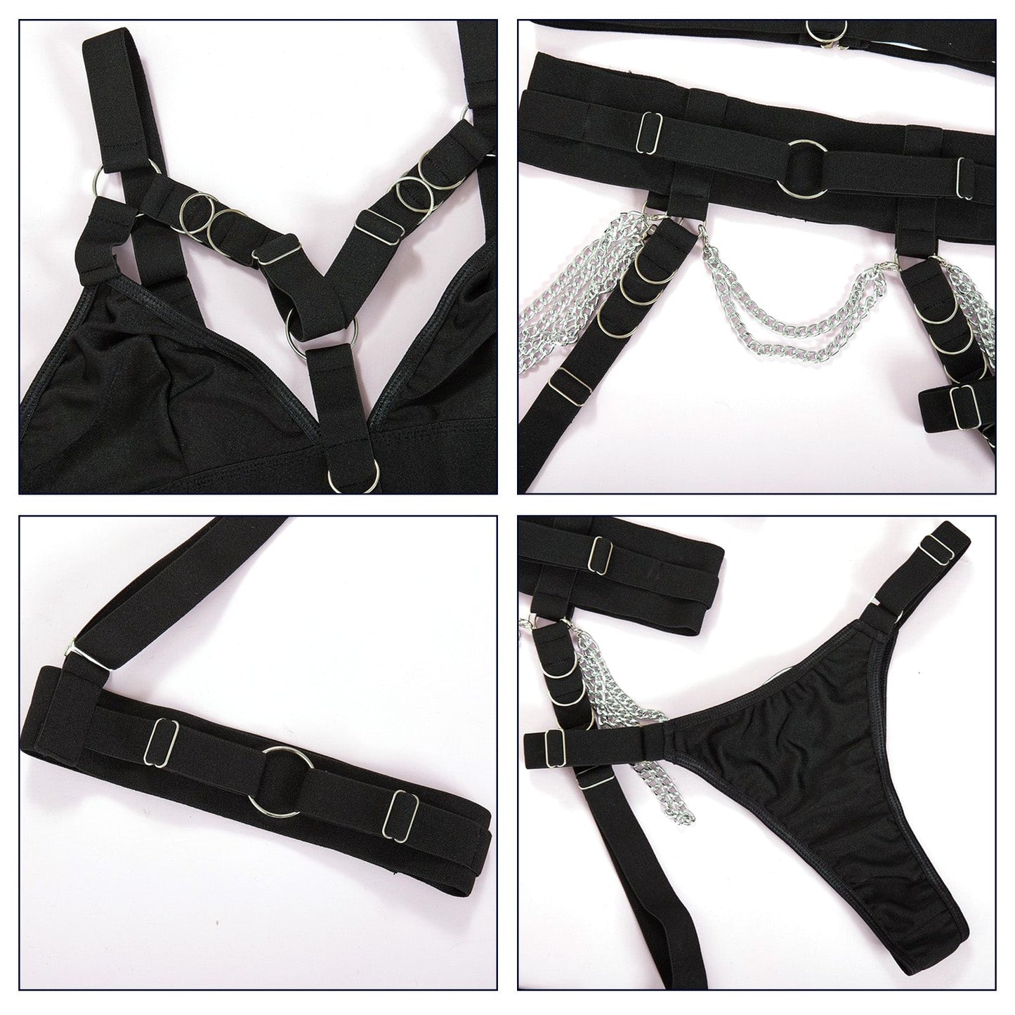 Strappy Punk Chain Lingerie Set