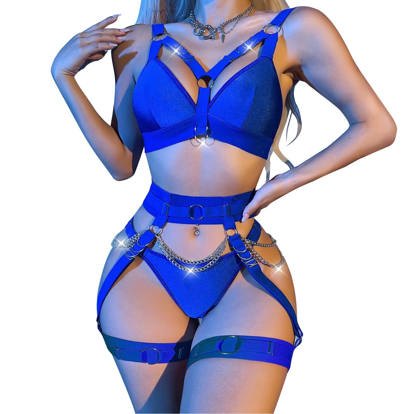 Strappy Punk Chain Lingerie Set