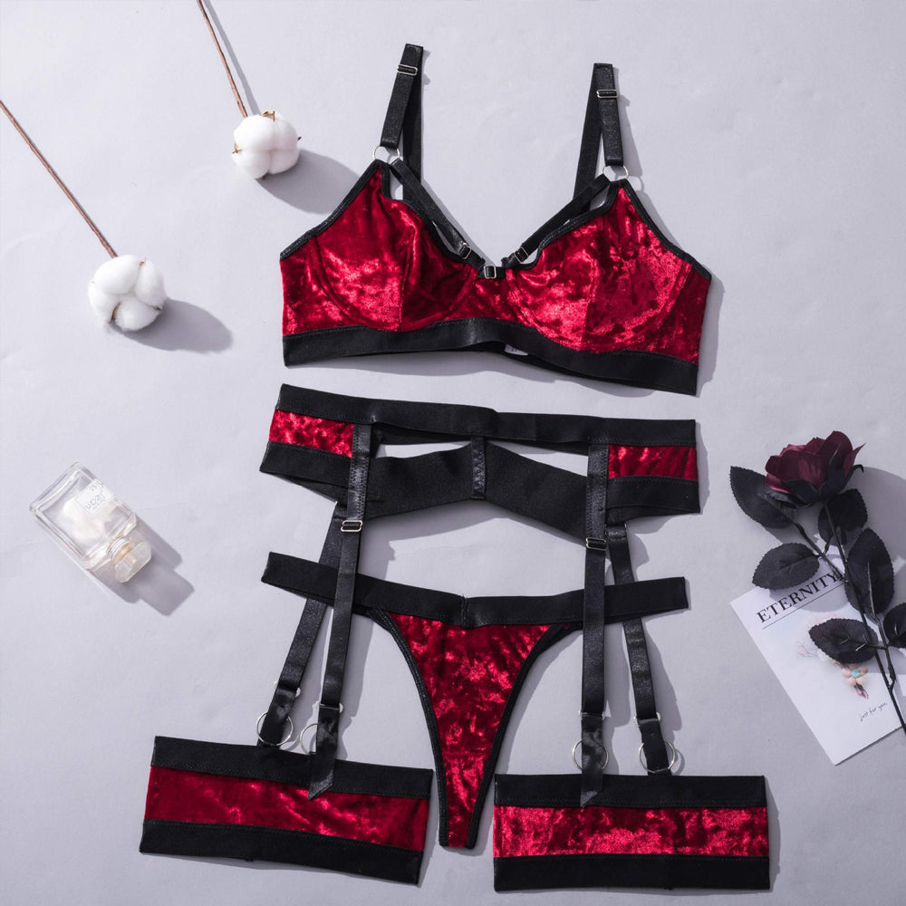 Velvet  Red 3-Piece Lingerie