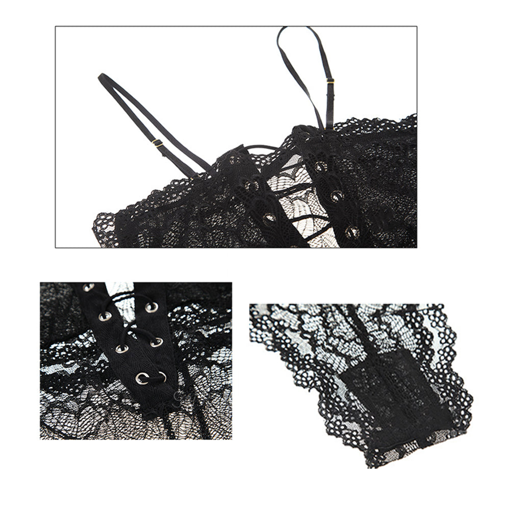 Lace Teddy Sleepwear Snap Bodysuit