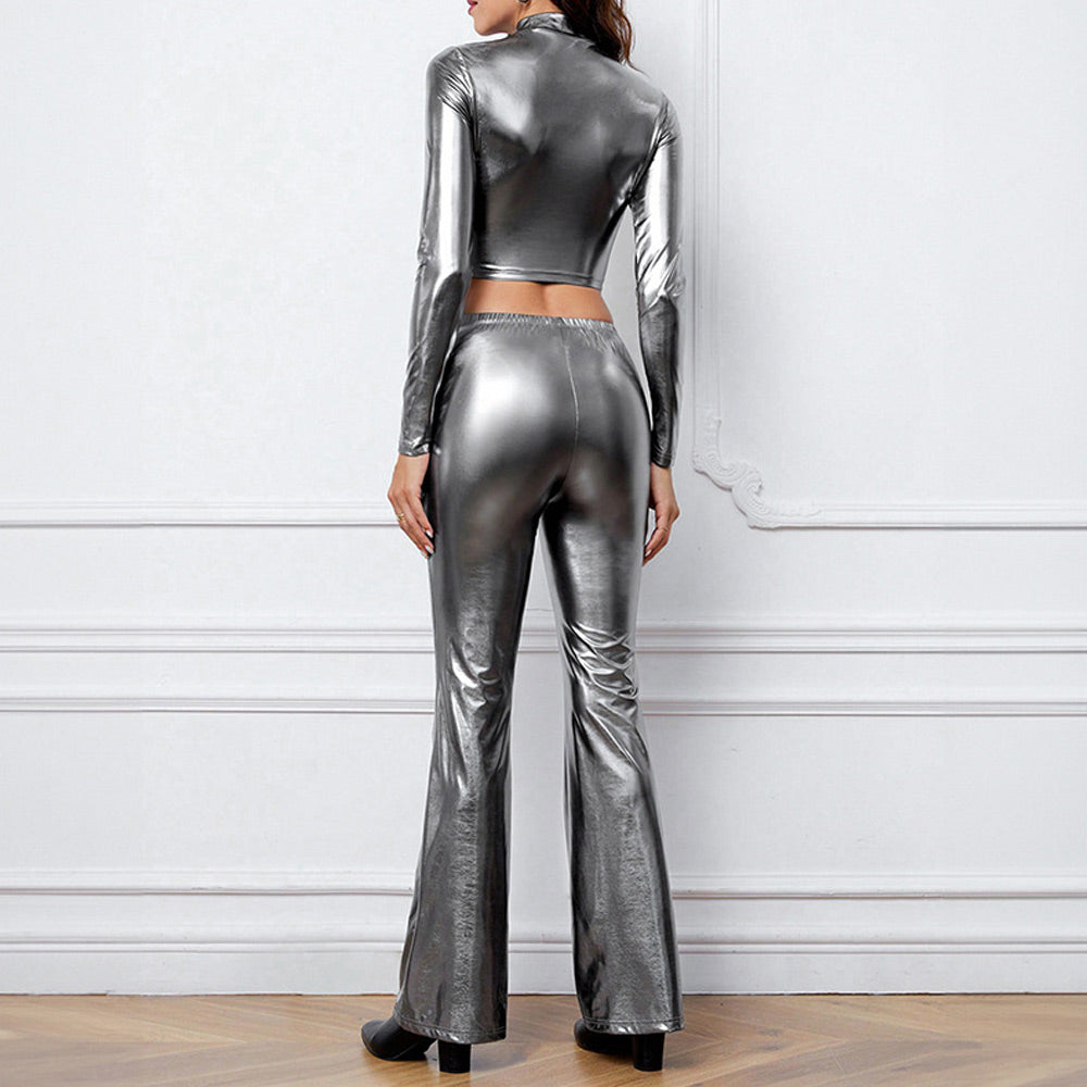 Irresistible Rave Outfit Set - Silver Metallic