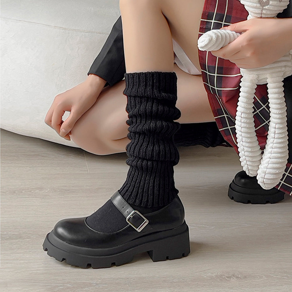 Rib Knit Schoolgirl Striped Knee Highs