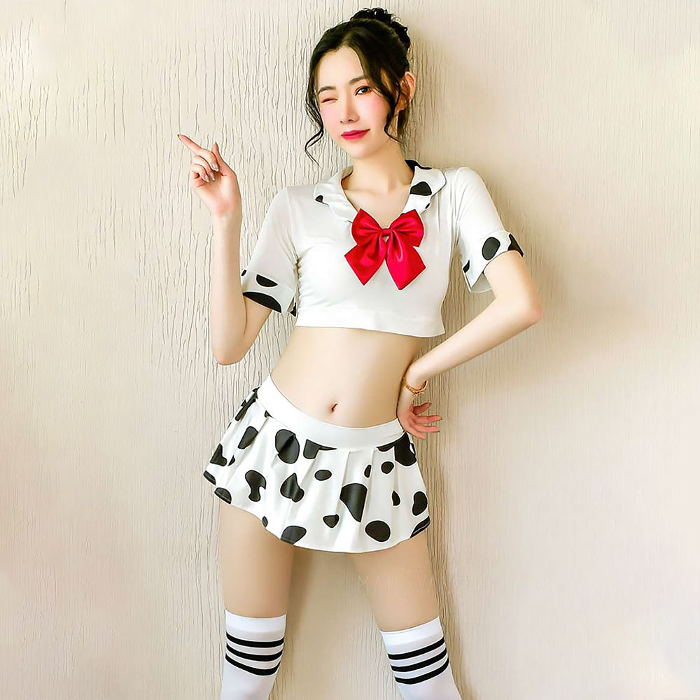 Kawaii Cow Print Schoolgirl Lingerie