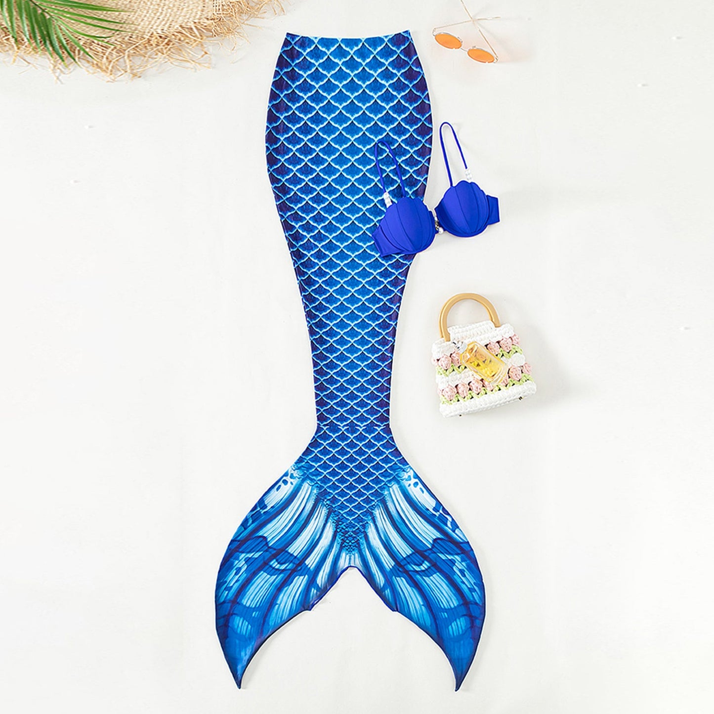 Blue Mermaid Costume Bikini Set