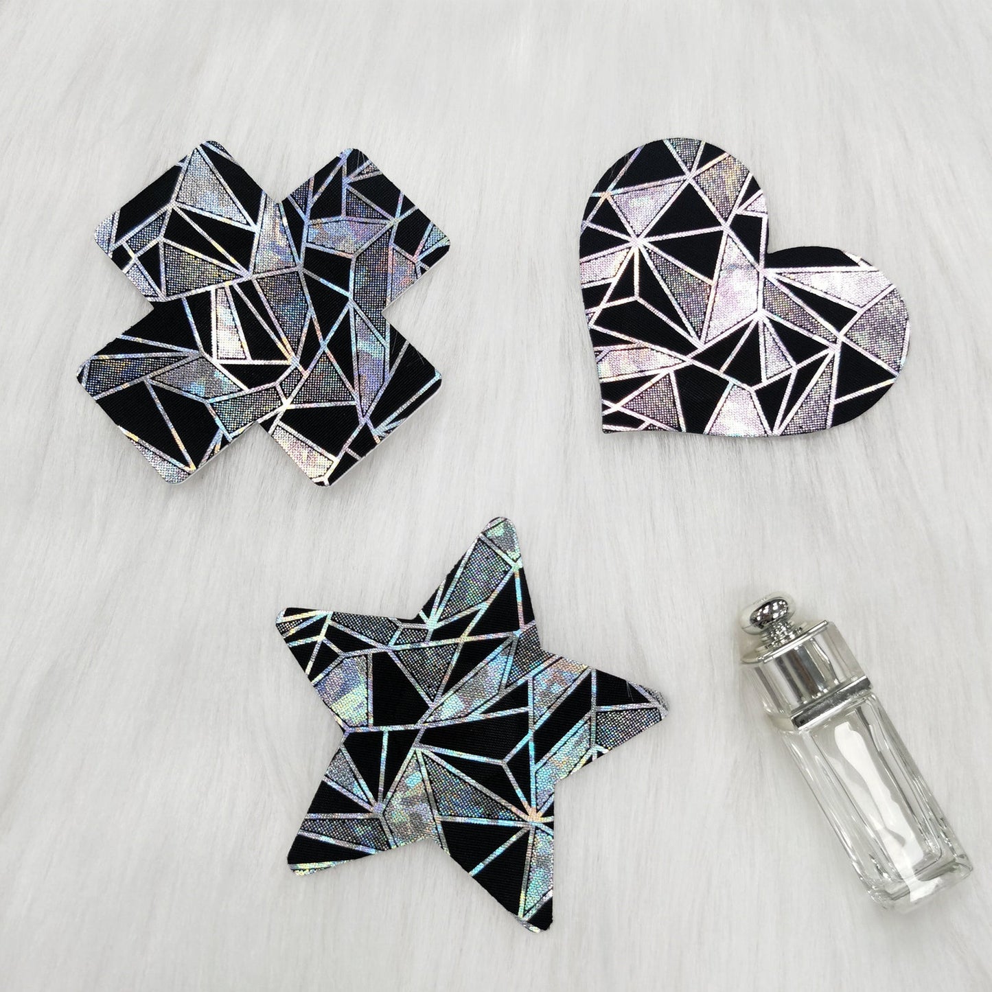 Black Reflective Geometric Nipple Covers