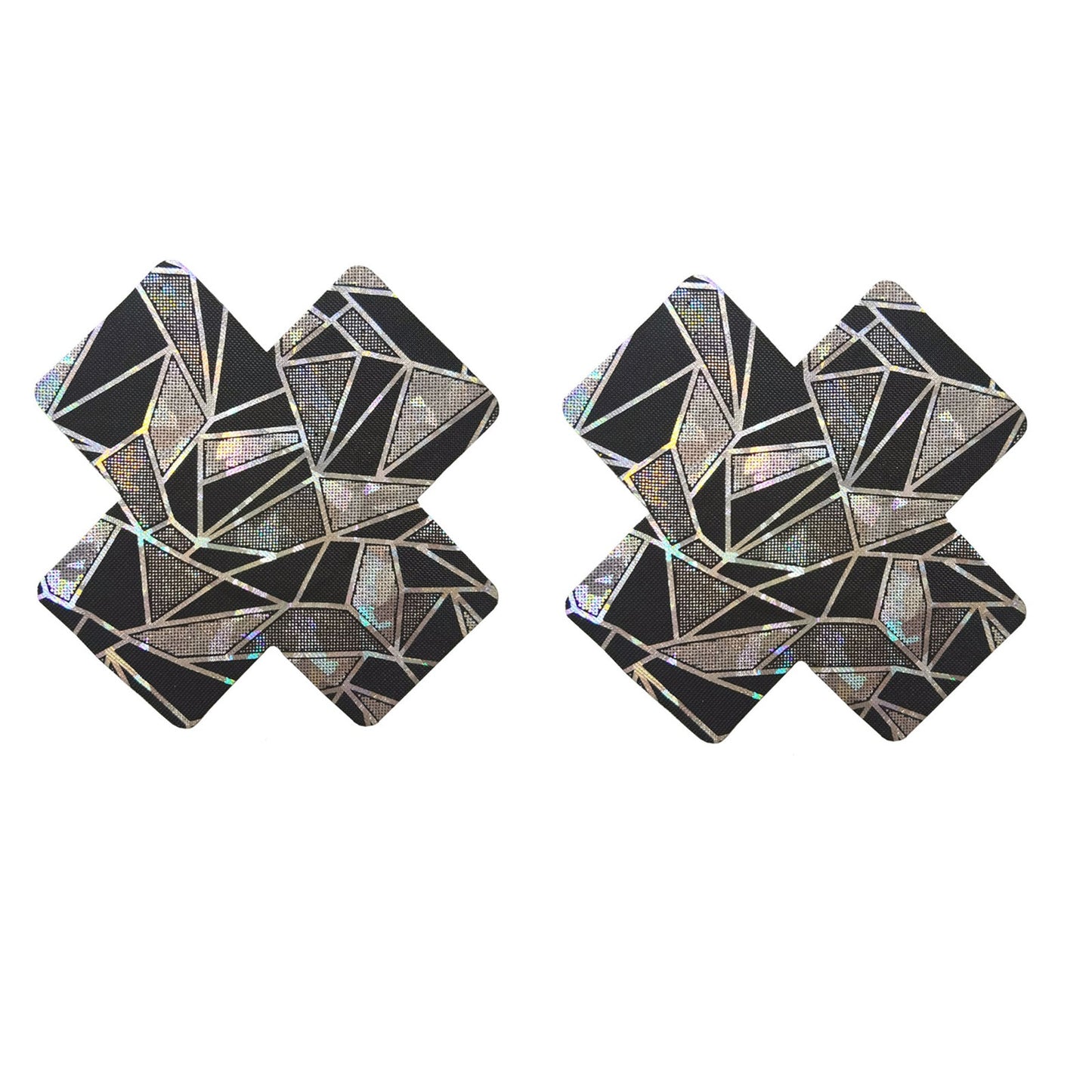 Black Reflective Geometric Nipple Covers