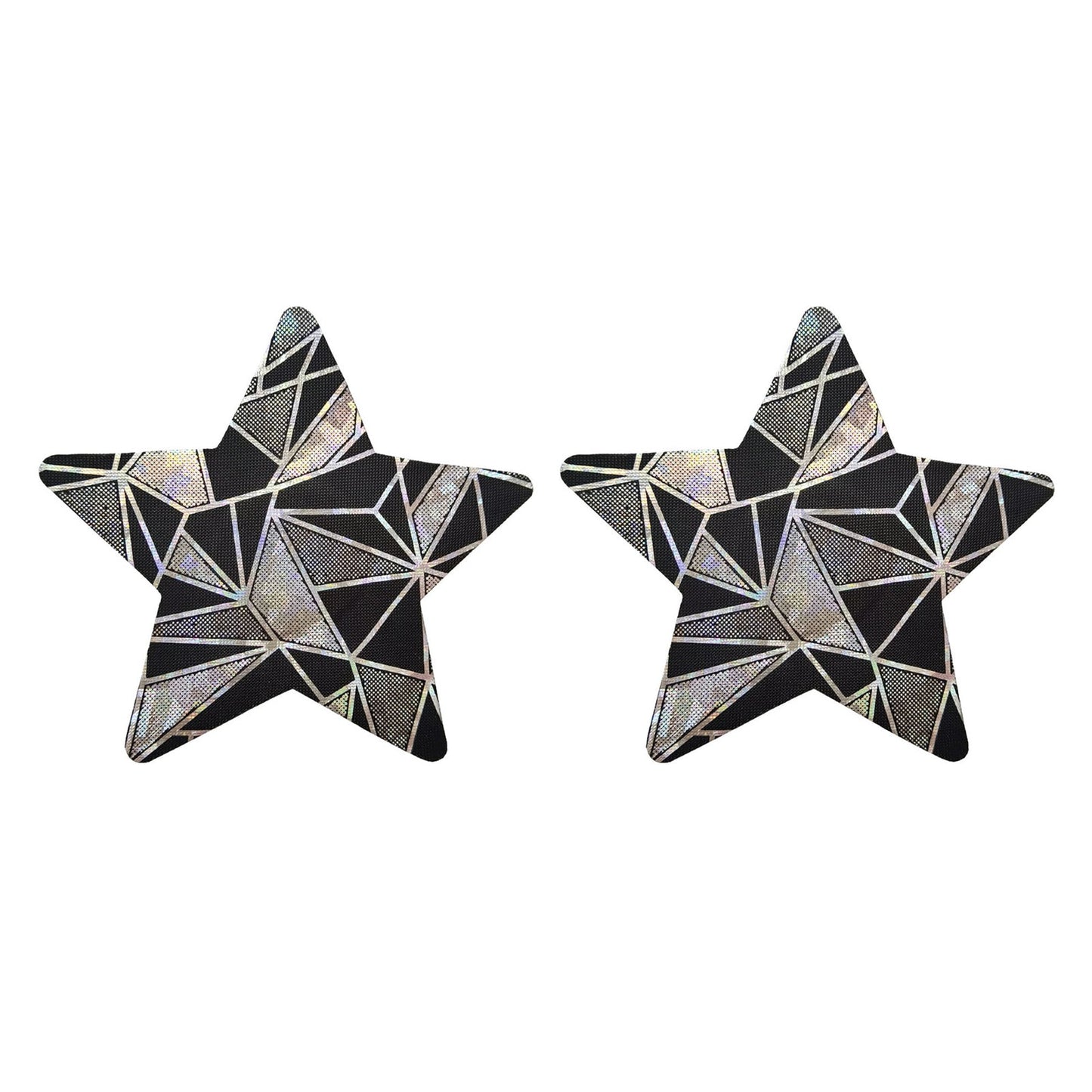 Black Reflective Geometric Nipple Covers