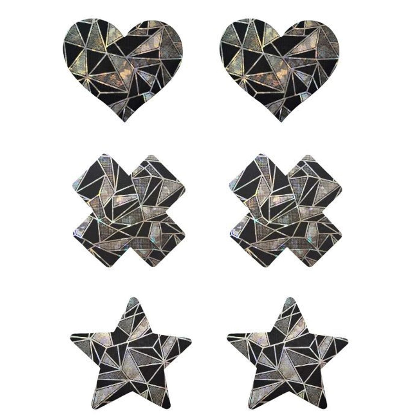 Black Reflective Geometric Nipple Covers