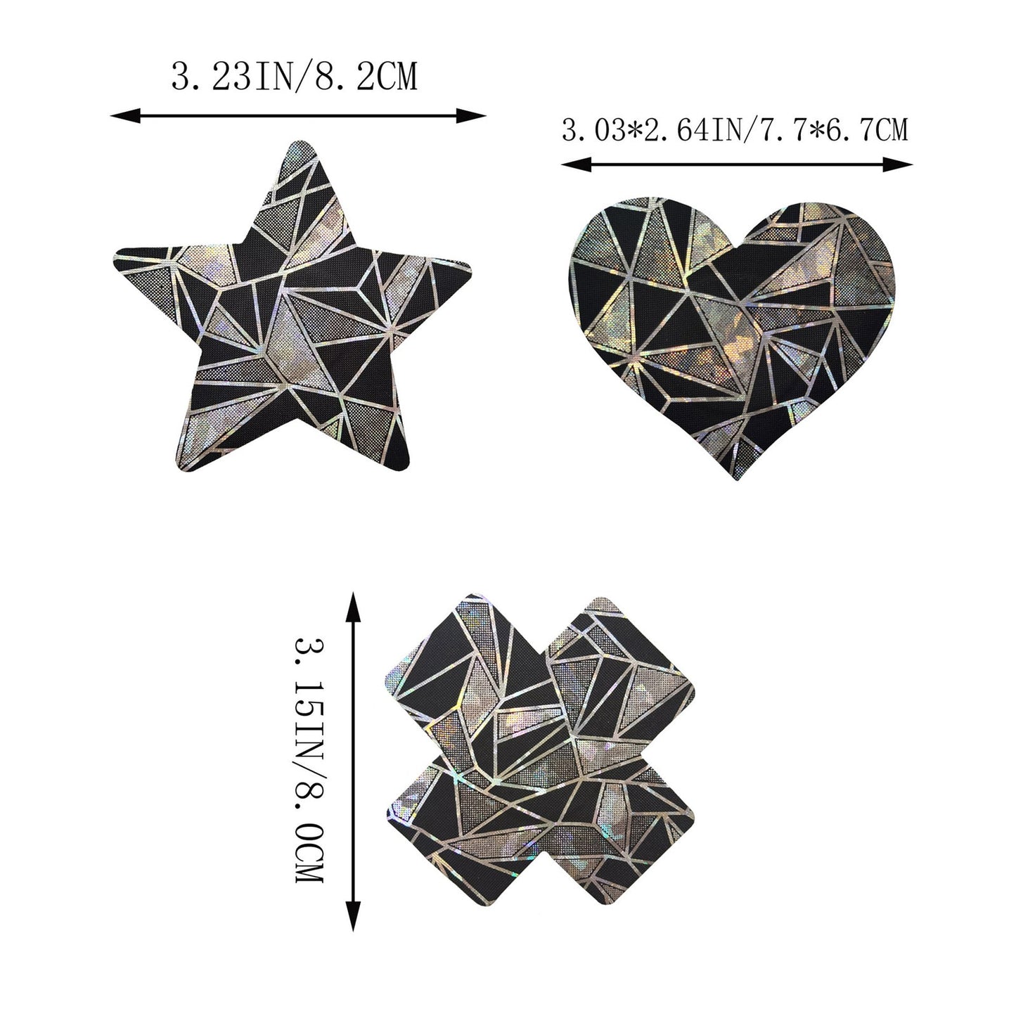 Black Reflective Geometric Nipple Covers