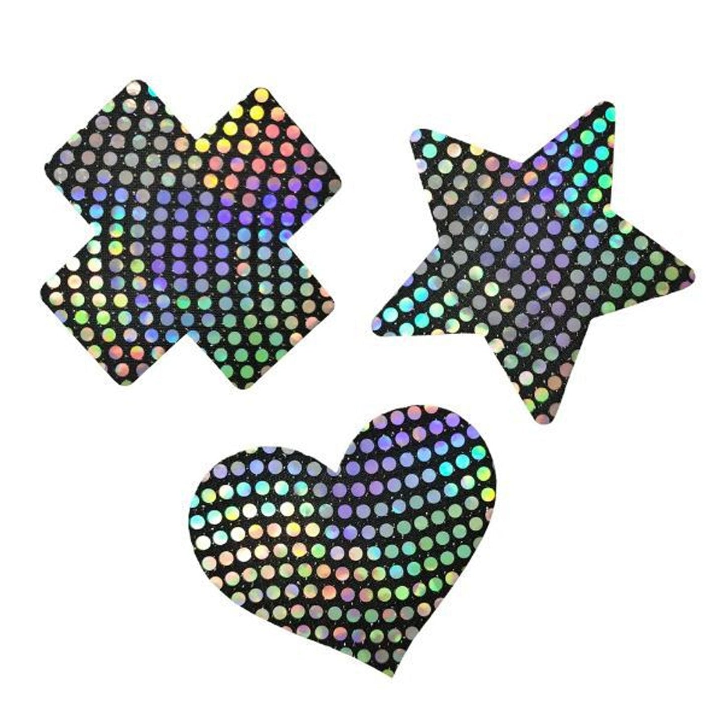 Black Reflective Polka Dot Nipple Covers