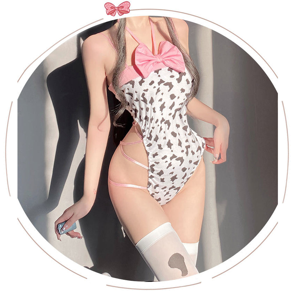 Amorino Anime Cow Print Cosplay Bodysuit