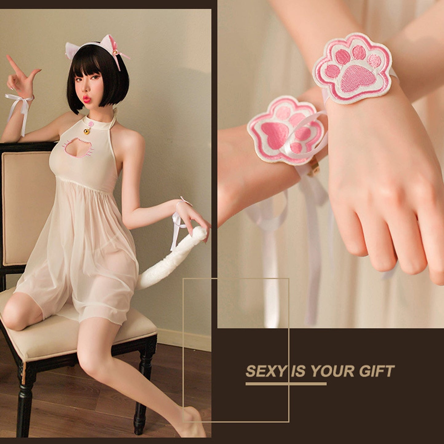 Japanese Animal Cosplay Costume Amorino Cat Lingerie Set