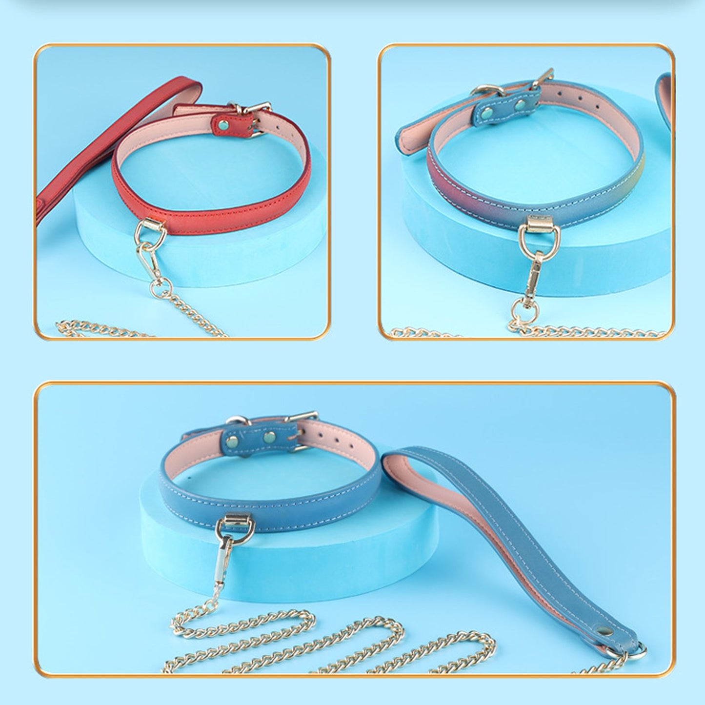 Reflective Leather Gothic Nightclub Leash