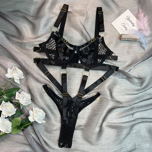 Fishnet Black Bodysuit for Women