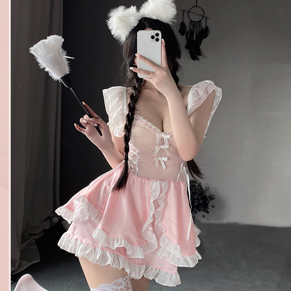 Pink Lolita Maid Lingerie Dress