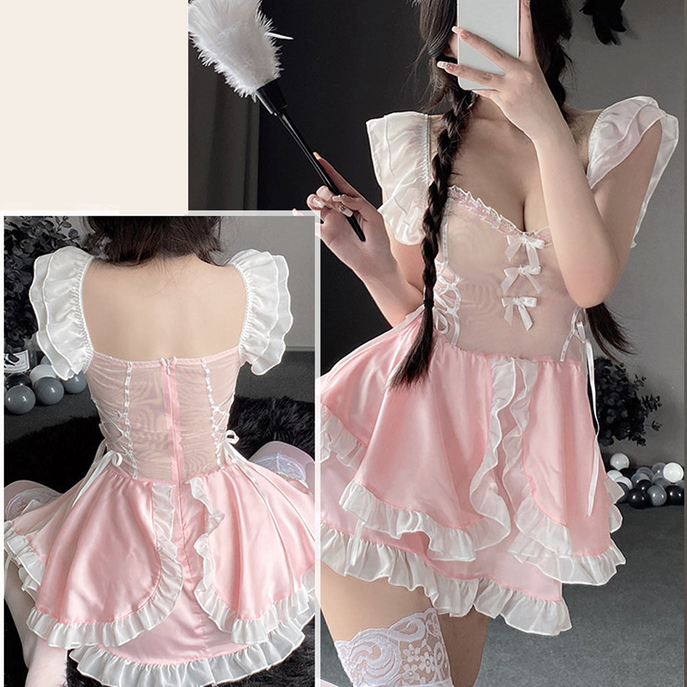 Pink Lolita Maid Lingerie Dress
