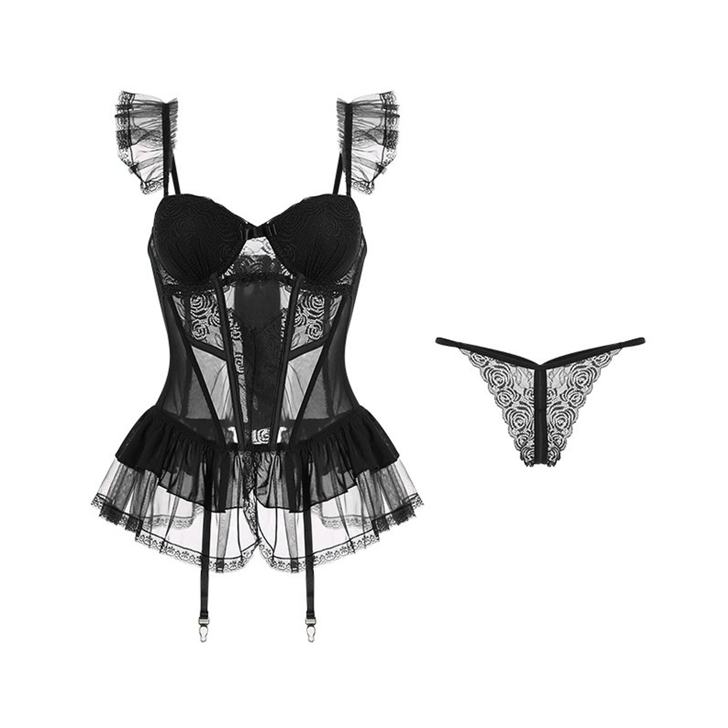 Black Gothic Bustier Lace Lingerie