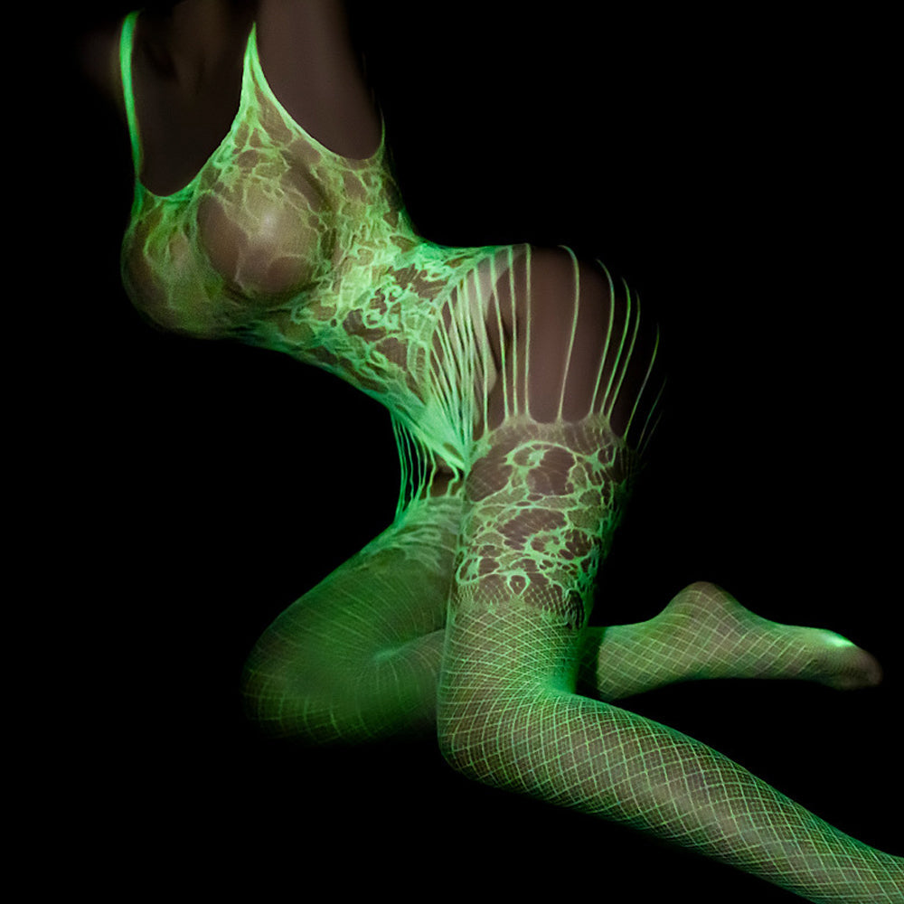 Luminous Lace Crotchless Bodystocking Lingerie