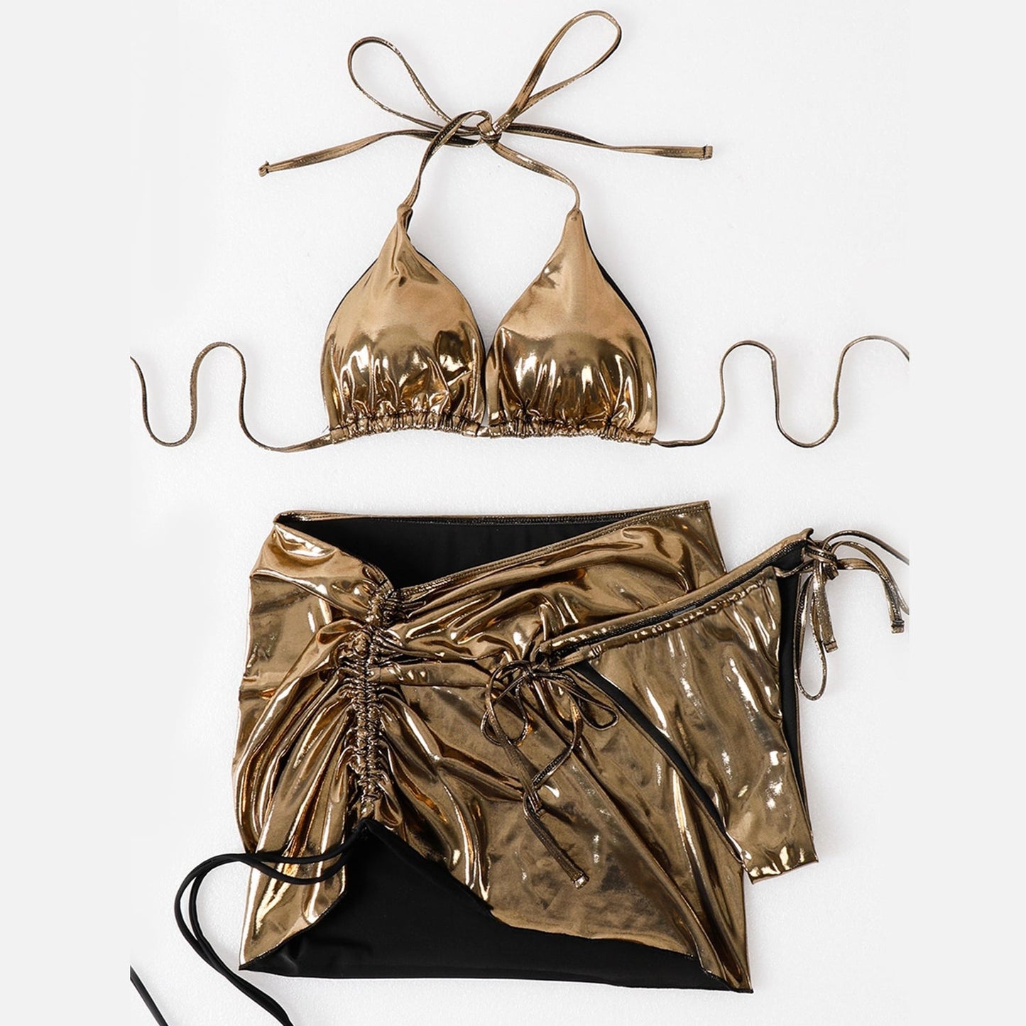 Metallic Bikini Set with Cover-Up