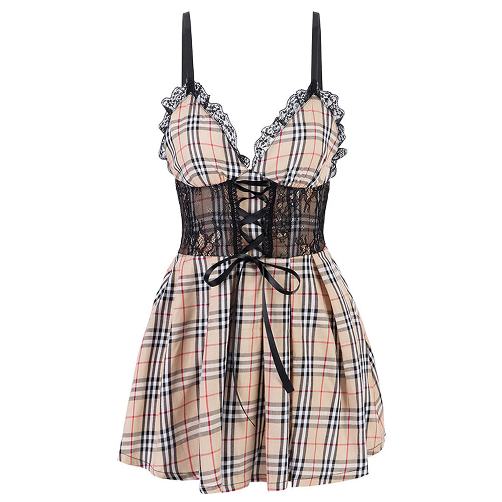 Irresistible Lace-Up Backless Lingerie Dress