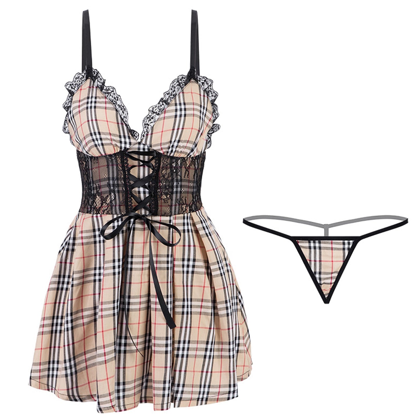 Irresistible Lace-Up Backless Lingerie Dress