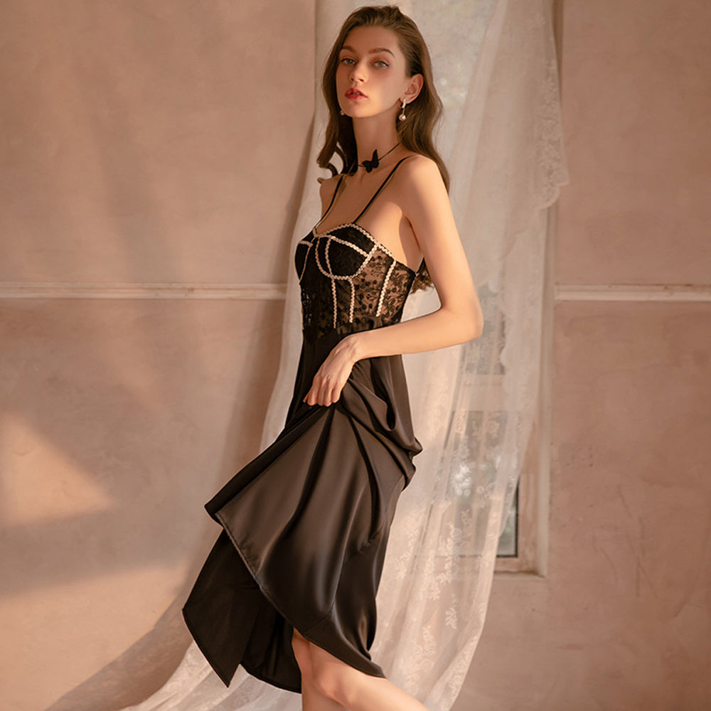 Amorino Satin Babydoll: Irresistible Lace Nightgown