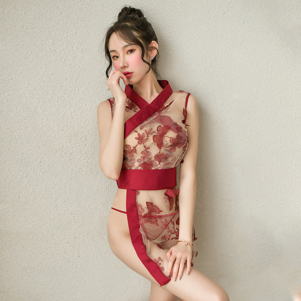 Amorino Sensual Sheer Kimono Robe