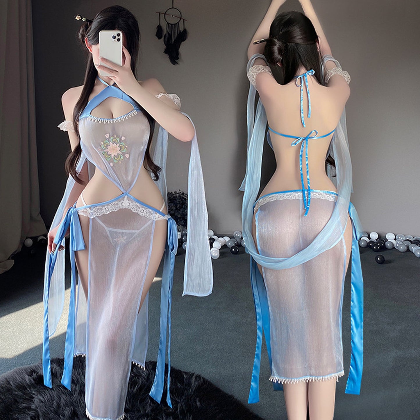 Geisha-inspired Maxi Dress Lingerie Set