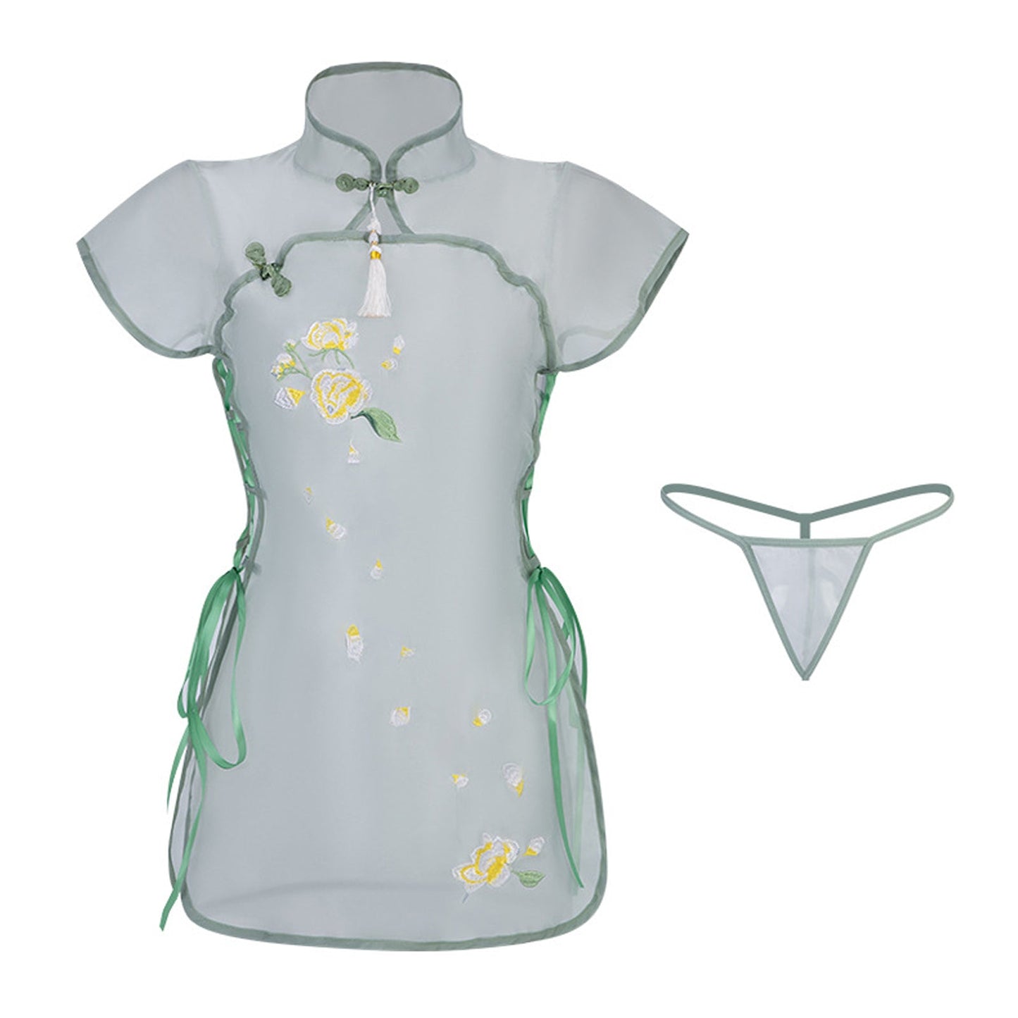 Irresistible Floral Embroidered Sheer Lingerie Dress