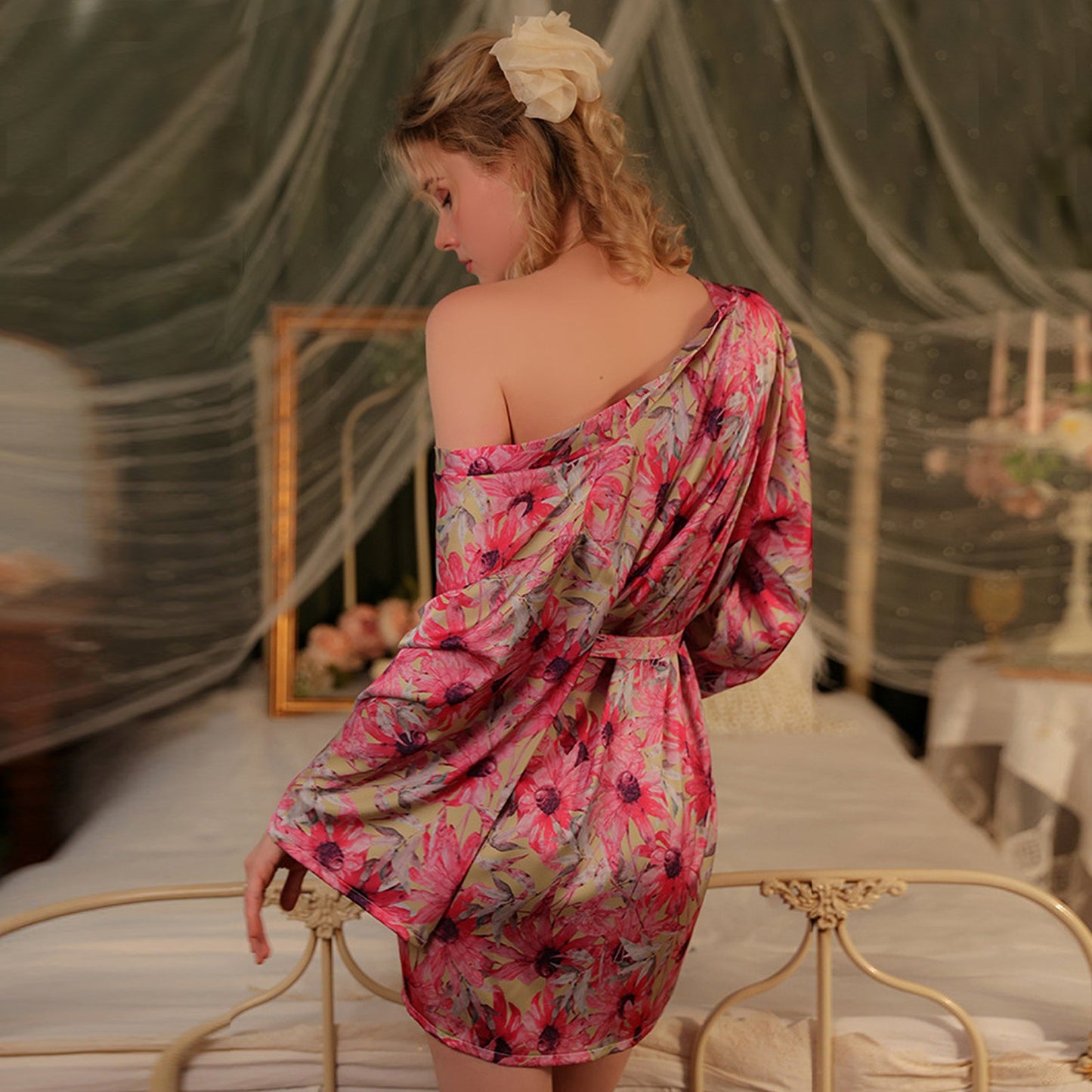 Satin Kimono Robe - Japanese-inspired Cozy