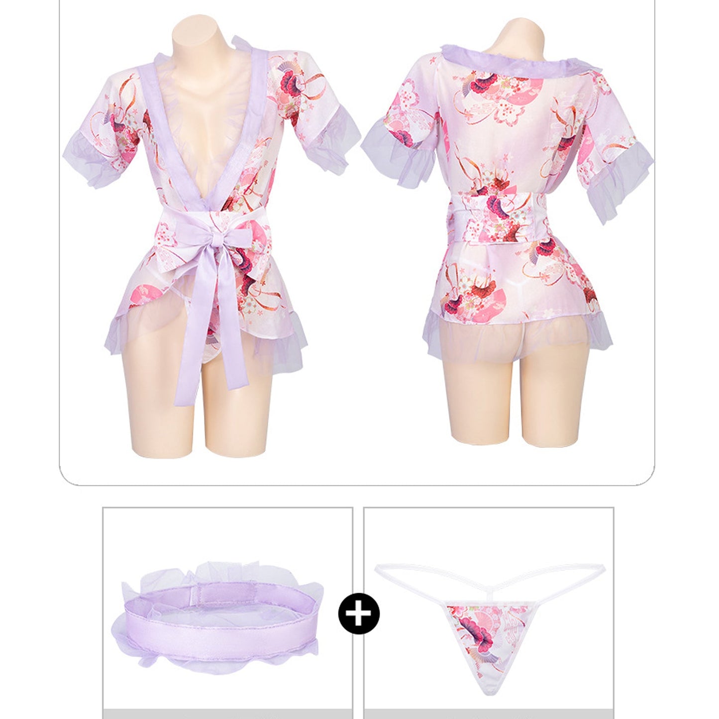 Amorino Floral Kimono Lingerie: Asian-inspired Nightwear