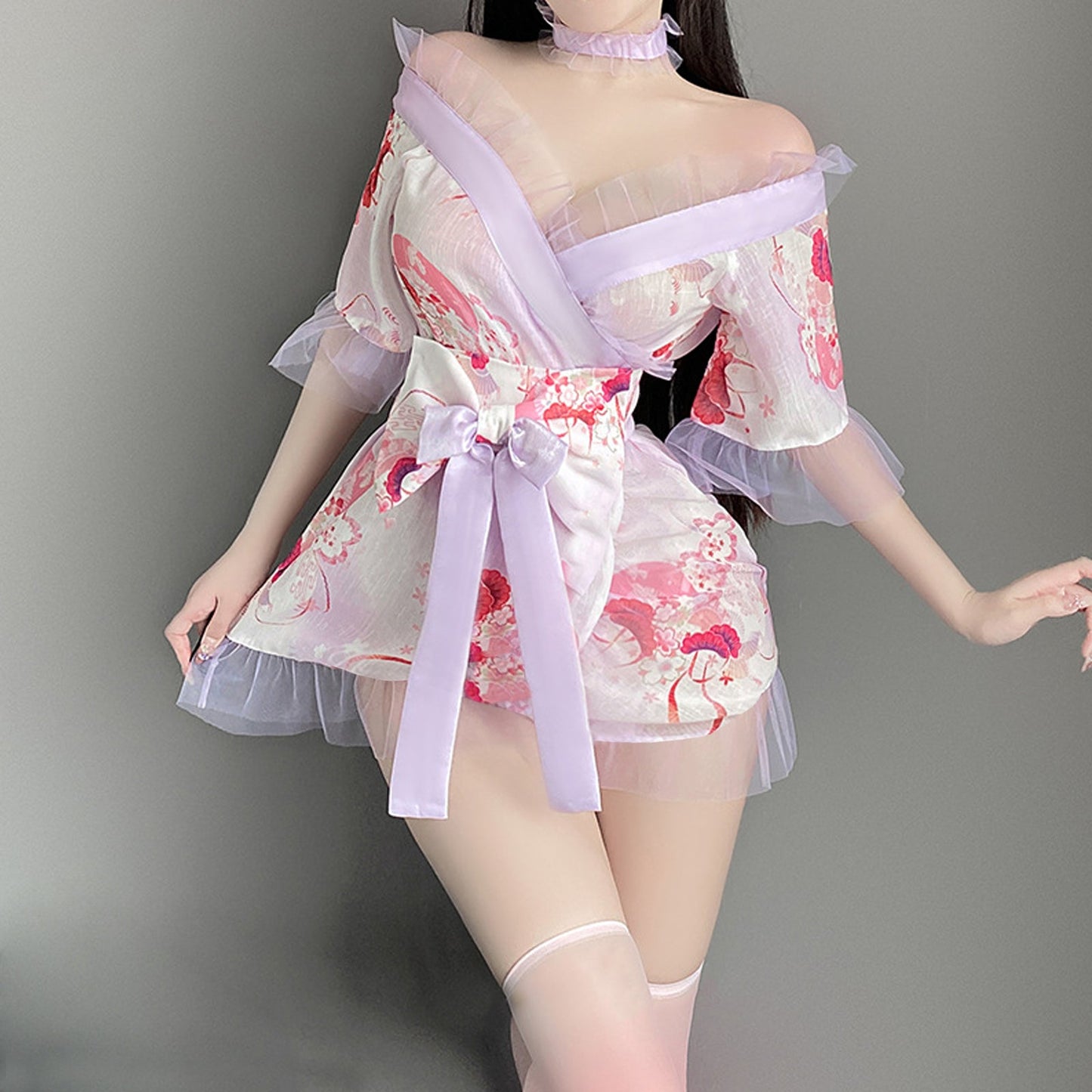 Amorino Floral Kimono Lingerie: Asian-inspired Nightwear