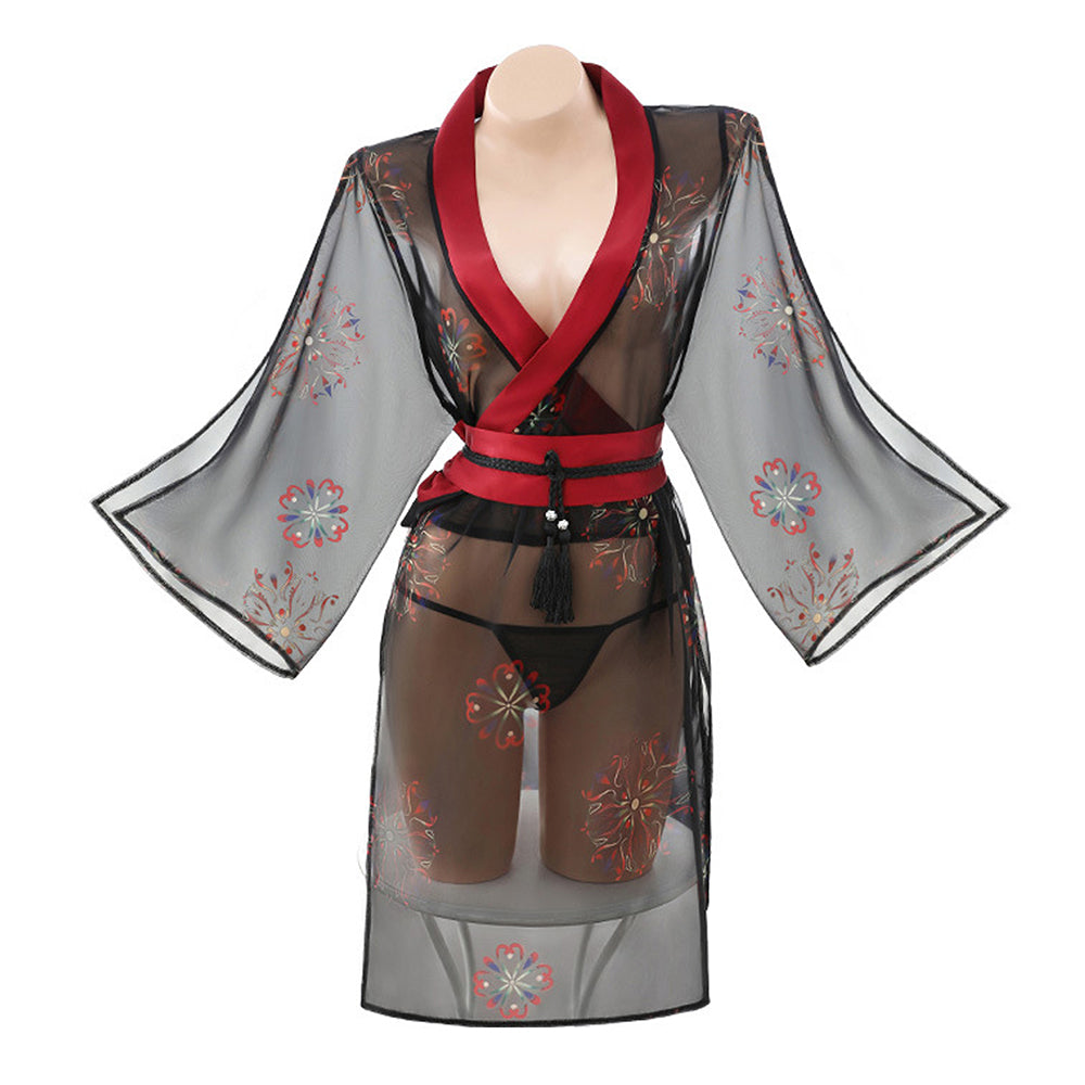 Amorino Black Sheer Kimono Lingerie