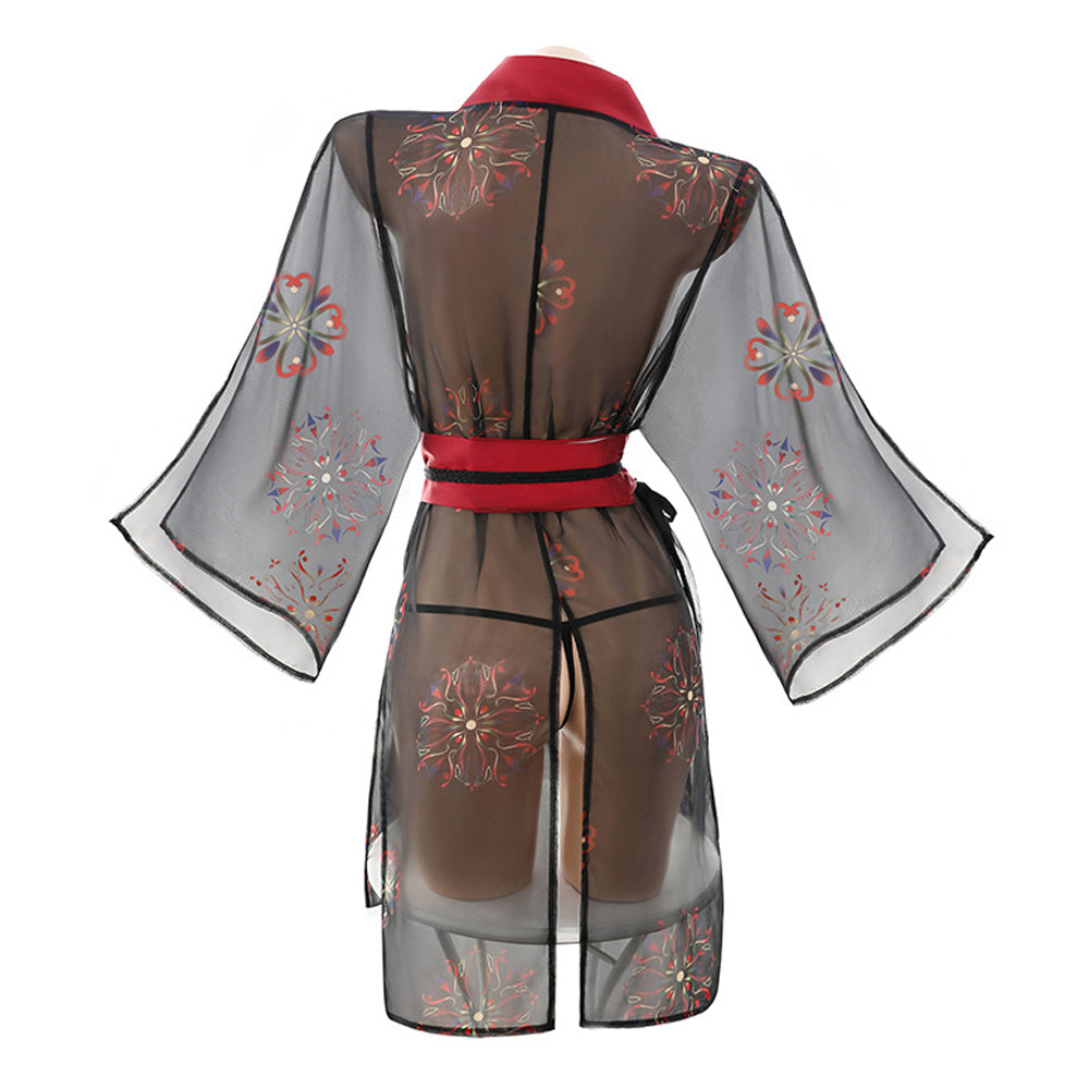 Amorino Black Sheer Kimono Lingerie