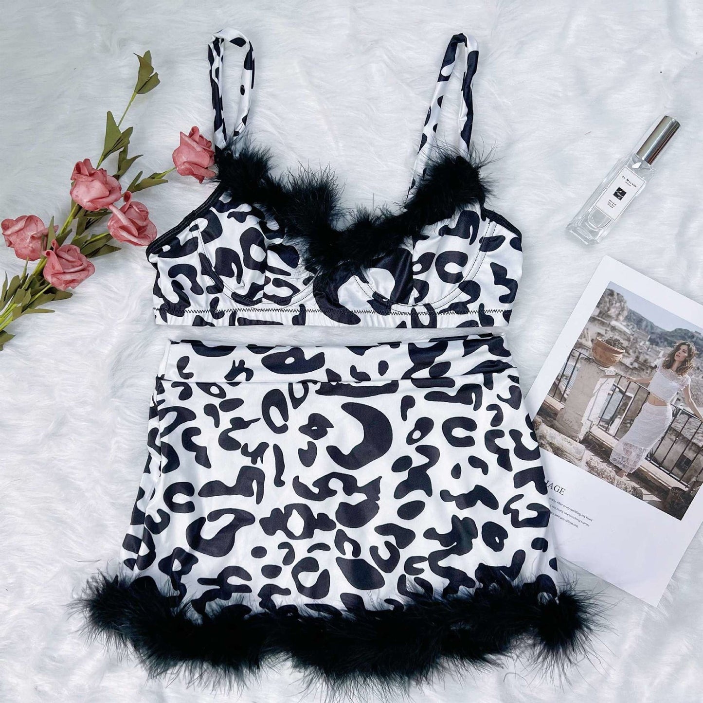 Irresistible Leopard Skirt Set - Exotic Club Outfit