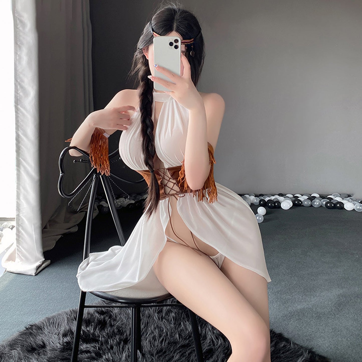 White Flyaway Babydoll Lingerie Set